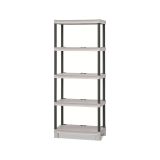 Armadio da esterno Perwez, Scaffale outdoor, Armadio balcone multiuso a 3 ripiani, 100% Made in Italy, 70x35h172 cm, Grigio chiaro e Nero