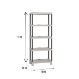 Armadio da esterno Perwez, Scaffale outdoor, Armadio balcone multiuso a 3 ripiani, 100% Made in Italy, 70x35h172 cm, Grigio chiaro e Nero