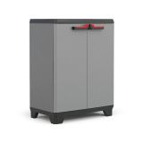 Armadio da esterno Pisticci, Mobile outdoor, Mobiletto giardino multiuso, Contenitore per balcone o garage, Made in Italy, 68x39 h90 cm, Grigio