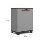 Armadio da esterno Pisticci, Mobile outdoor, Mobiletto giardino multiuso, Contenitore per balcone o garage, Made in Italy, 68x39 h90 cm, Grigio