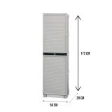 Armadio da Esterno Portascope Impermeabile 50x39x172h cm Grigio Chiaro in Resina Antiurto con 3 Ripiani Made in Italy – Achae