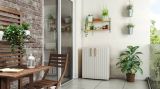 Armadio da esterno Ronago, Mobile outdoor, Mobiletto giardino multiuso, Contenitore per balcone o garage, Made in Italy, 80x45 h98 cm, Sabbia