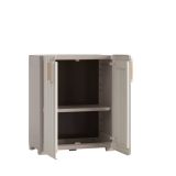 Armadio da esterno Ronago, Mobile outdoor, Mobiletto giardino multiuso, Contenitore per balcone o garage, Made in Italy, 80x45 h98 cm, Sabbia