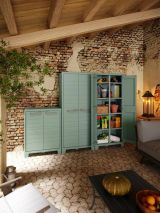 Armadio da esterno Sarezzo, Mobile outdoor, Mobiletto giardino multiuso, Made in Italy, 80x44 h100 cm, Grigio e Verde