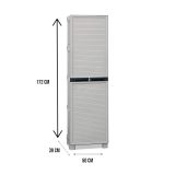 Armadio da esterno Tongeren, Mobile outdoor a 1 anta, 100% Made in Italy, 50x39h172 cm, Grigio chiaro e Nero