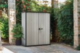 Armadio da esterno Verrayes, Mobile outdoor, Mobiletto giardino multiuso, Contenitore per balcone o garage, 140x74 h170 cm, Grigio