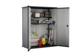 Armadio da esterno Verrayes, Mobile outdoor, Mobiletto giardino multiuso, Contenitore per balcone o garage, 140x74 h170 cm, Grigio