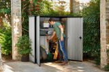 Armadio da esterno Verrayes, Mobile outdoor, Mobiletto giardino multiuso, Contenitore per balcone o garage, 140x74 h170 cm, Grigio