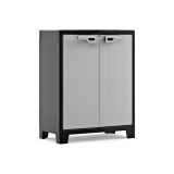Armadio da esterno Viddalba, Mobile outdoor, Mobiletto giardino multiuso, Contenitore per balcone o garage, Made in Italy, 80x44 h100 cm, Grigio
