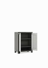 Armadio da esterno Viddalba, Mobile outdoor, Mobiletto giardino multiuso, Contenitore per balcone o garage, Made in Italy, 80x44 h100 cm, Grigio