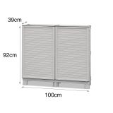 Armadio da esterno Waremme, Mobile outdoor, Armadio balcone multiuso, Armadietto outdoor, 100% Made in Italy, Grigio chiaro, 100x39h92 cm