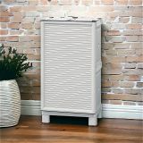 Armadio da esterno Waremme, Mobile outdoor, Armadio balcone multiuso, Armadietto outdoor, 100% Made in Italy, Grigio chiaro, 50x39h92 cm
