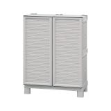Armadio da esterno Waremme, Mobile outdoor, Armadio balcone multiuso, Armadietto outdoor, 100% Made in Italy, Grigio chiaro, 70x39h92 cm