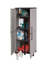 Armadio esterno 2 ante grigio chiaro e nero 68x169h cm - Askan