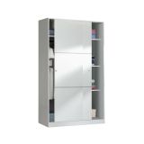 Armadio Guardaroba 2 Ante Scorrevoli 120x50x200h cm Bianco lucido Salvaspazio in Legno con Appendiabiti e 4 Ripiani Regolabili – Adrenalin
