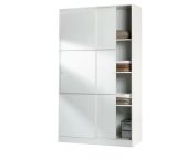 Armadio Guardaroba 2 Ante Scorrevoli 120x50x200h cm Bianco lucido Salvaspazio in Legno con Appendiabiti e 4 Ripiani Regolabili – Adrenalin