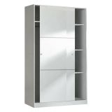 Armadio Guardaroba 2 Ante Scorrevoli 120x50x200h cm Bianco lucido Salvaspazio in Legno con Appendiabiti e 4 Ripiani Regolabili – Adrenalin