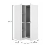 Armadio Guardaroba Angolare Elgon 2 Ante 91x93x184h cm Bianco con Appendiabiti e 4 Ripiani Salvaspazio in Legno Nobilitato – Elgon