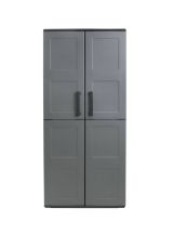 Armadio in plastica 2 ante grigio e nero 68x163h cm - Akina