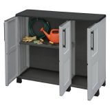 Armadio in plastica 3 ante grigio chiaro e nero 102x90h cm - Alaghesia