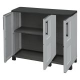 Armadio in plastica 3 ante grigio chiaro e nero 102x90h cm - Alaghesia