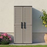 Armadio in plastica impermeabile grigio e nero 68x163h cm - Akina
