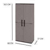 Armadio in plastica impermeabile grigio e nero 68x163h cm - Akina