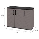 Armadio in plastica minimal 3 ante grigio e nero 102x84h cm - Aranka