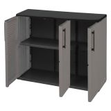 Armadio in plastica minimal 3 ante grigio e nero 102x84h cm - Aranka