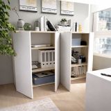 Armadio legno e bianco lucido ante battenti 79x96h cm - Alicha