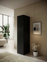 Armadio multiuso 1 anta Abrantes, Mobile multifunzionale con 4 ripiani interni, Finitura effetto cannettato, 45,4x54 h 202,5 cm, Nero
