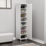 Armadio Multiuso 1 Anta Bianco 8 Ripiani Un'anta 29x130h cm, 8 Vani - Noepoli