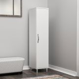 Armadio Multiuso 1 Anta Bianco 8 Ripiani Un'anta 29x130h cm, 8 Vani - Noepoli