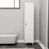 Armadio Multiuso 1 Anta Bianco 8 Ripiani Un'anta 29x130h cm, 8 Vani - Noepoli
