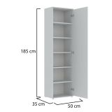 Armadio Multiuso 1 Anta Bianco Battente 5 Ripiani Un'anta 50x185h cm, 6 Vani - Lerosota