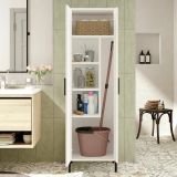 Armadio multiuso 1 anta Columba, Mobile multifunzionale, Mobiletto scarpiera, Guardaroba porta scarpe, 50x36 h165 cm, Bianco