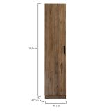 Armadio Multiuso 1 Anta Marrone Noce 3 Ripiani Un'anta 40x182h cm, 4 Vani - Canelli