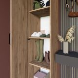 Armadio Multiuso 1 Anta Marrone Noce 3 Ripiani Un'anta 40x182h cm, 4 Vani - Canelli