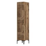 Armadio Multiuso 1 Anta Marrone Noce 4 Ripiani Un'anta 40x201h cm, Intaglio Geometrico - Felitto