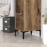 Armadio Multiuso 1 Anta Marrone Noce 4 Ripiani Un'anta 40x201h cm, Intaglio Geometrico - Felitto