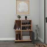 Armadio Multiuso 1 Anta Marrone Rovere Nero Antracite 5 Ripiani Un'anta 60x81h cm, 5 Vani - Fornelli
