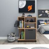 Armadio Multiuso 1 Anta Marrone Rovere Nero Antracite 5 Ripiani Un'anta 60x81h cm, 5 Vani - Fornelli