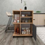 Armadio Multiuso 1 Anta Marrone Rovere Nero Antracite 5 Ripiani Un'anta 60x81h cm, 5 Vani - Fornelli