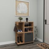 Armadio Multiuso 1 Anta Marrone Rovere Nero Antracite 5 Ripiani Un'anta 60x81h cm, 5 Vani - Fornelli