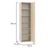 Armadio Multiuso 1 Anta Marrone Rovere Rovere 5 Ripiani Un'anta 50x185h cm, 6 Vani - Lerosota