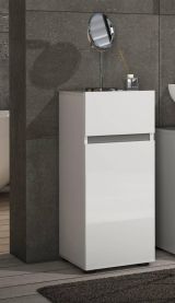 Armadio multiuso 1 anta Middelburg, Mobile multifunzionale, Mobiletto scarpiera, Guardaroba porta scarpe, Made in Italy, 34x34h81 cm, Bianco lucido
