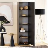 Armadio Multiuso 1 Anta Nero Antracite Antracite 5 Ripiani Un'anta 50x185h cm, 6 Vani - Lerosota