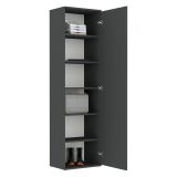 Armadio Multiuso 1 Anta Nero Antracite Antracite 5 Ripiani Un'anta 50x185h cm, 6 Vani - Lerosota