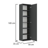 Armadio Multiuso 1 Anta Nero Antracite Antracite 5 Ripiani Un'anta 50x185h cm, 6 Vani - Lerosota