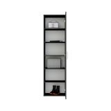 Armadio Multiuso 1 Anta Nero Antracite Antracite 5 Ripiani Un'anta 50x185h cm, 6 Vani - Lerosota